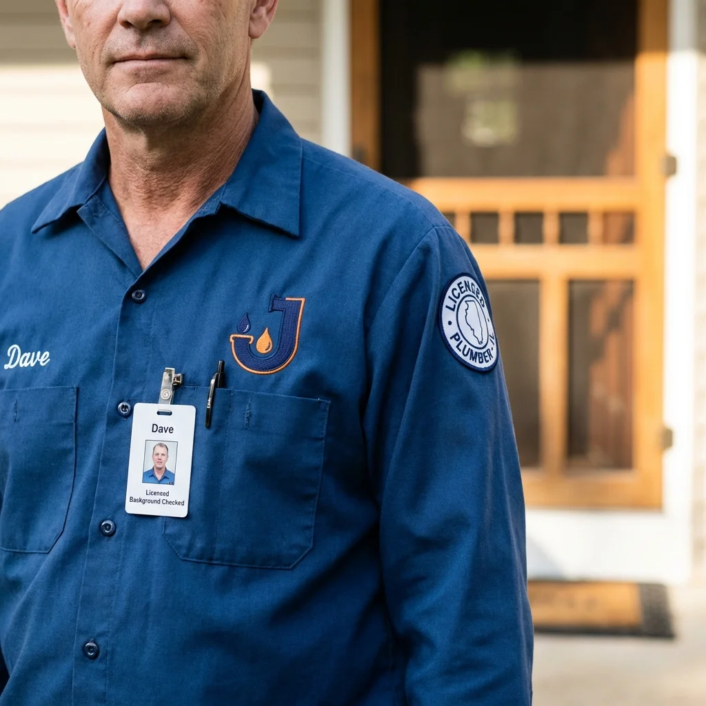 Licensed plumber showing ID badge in Scottville, MI