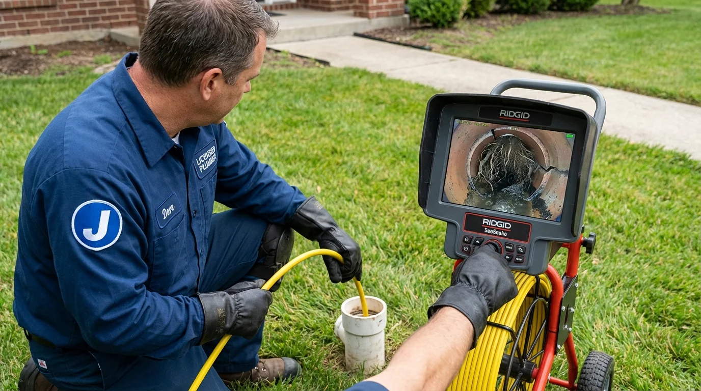 Sewer camera inspection being performed by Johns Plumbing LLC in Scottville
